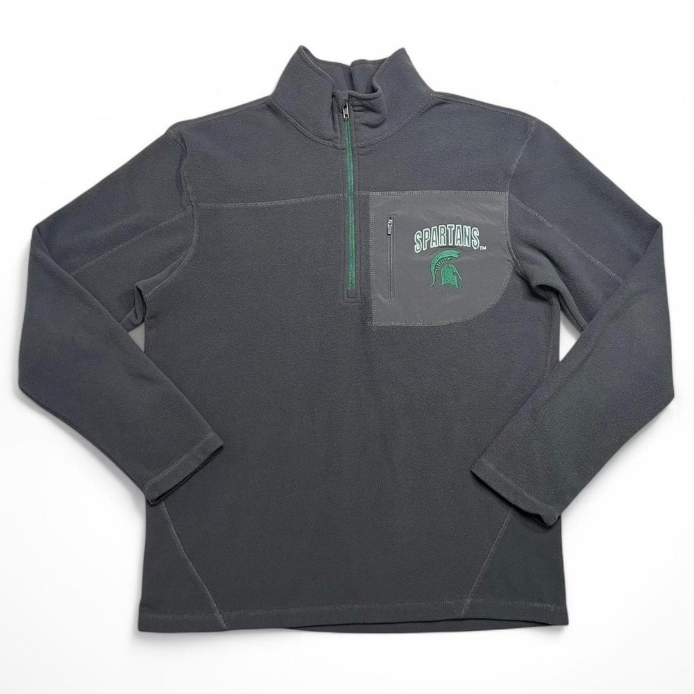 Colosseum Athletics Fleece Pullover Mens Large Gray MSU‎ Spartans Quarter Zip
